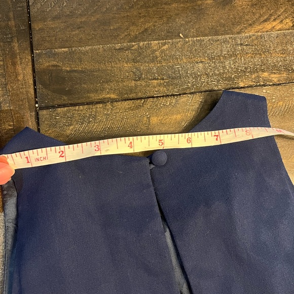 Evening Dress in gorgeous silk! Women’s sz 6 navy blue. Like new! Includes scarf - Picture 12 of 16